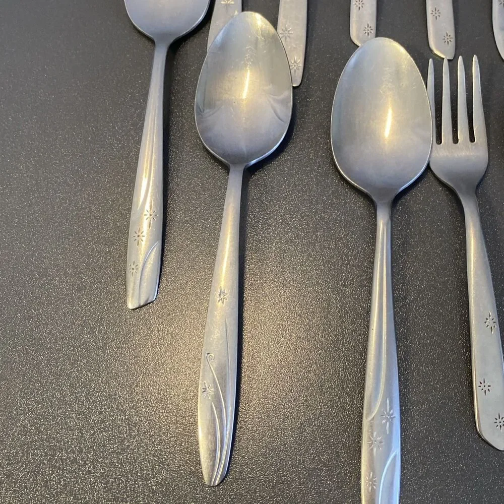 Vintage Atomic Star Starburst Flatware Spoons Forks Mixed Brands Ring Making